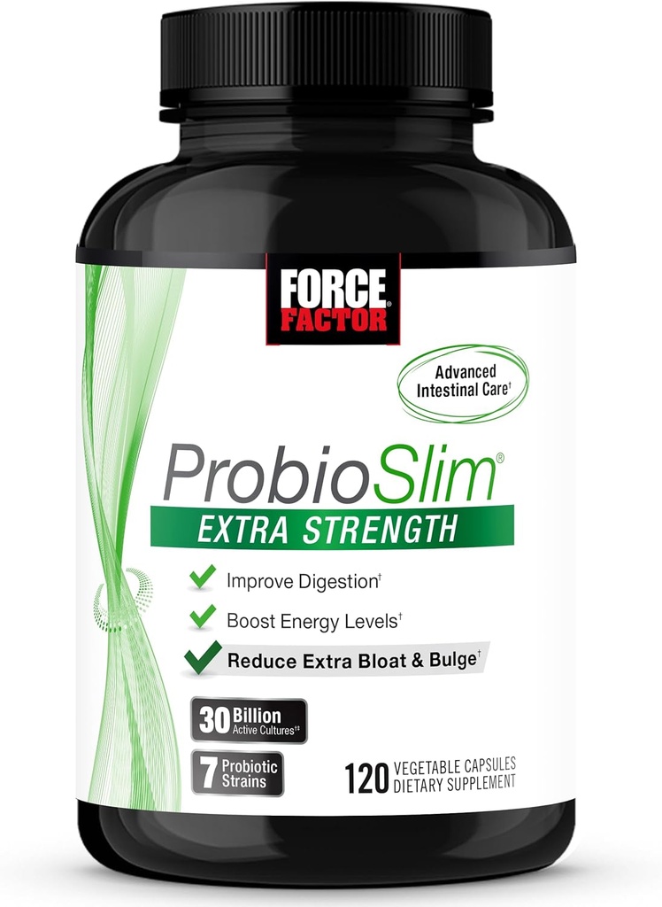 FORCE FACTOR ProbioSlimは、30億人の女性と男性のための余分な強度のプロバイオティクスを消化器の健康、ブロッキングの救済、およびプレバイオティクス繊維、120カプセルで、