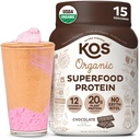 KOSの植物によって基づく蛋白質の粉、チョコレートUSDAの有機性-低炭水化物のエンドウ豆蛋白質のブレンド、ビタミン及び鉱物が付いているビーガンスーパーフード- Keto、大豆、酪農場は女性及び人のための食事の取り替え- 15のサービングを-------------------------------------------------------------------------------------------------------------------