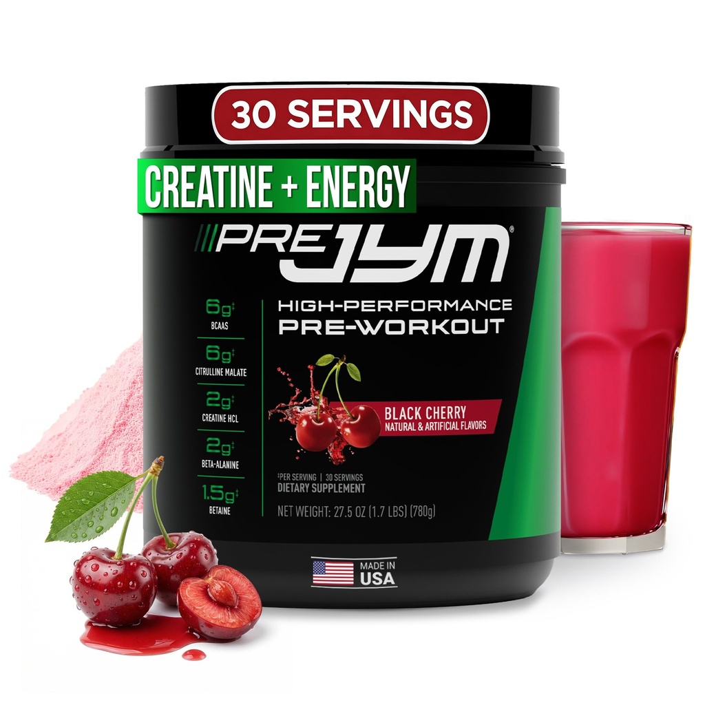 JYMの補足の科学の人及び女性、BCAAs、Nootropics、Creatine HCI、Citrulline、ベータアラニン、ベタイン、タウリン、フーパージン、30のサービングのための前JYMの黒のチェリーのプレワークアウトの粉