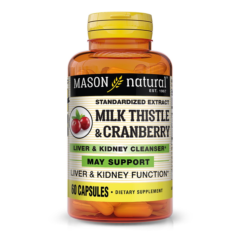 MASON NATURALミルクのこの薬/クランベリーの肝臓及び腎臓の洗剤-サポート健康な肝臓及び腎臓機能、清潔になり、Detoxの60のカプセル