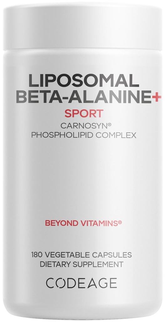 Codeage Liposomal Beta-Alanine Supplement - CarnoSyn Beta-Alanine - 2-Month Supply - Liposomal Delivery - プレワークアウト、ポストワークアウト、スポーツの補充 - 非GMO - 180カプセル