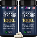 [2 Pack] L-Tyrosine 1000MG Capsules - Natural L Tyrosine Supplement for Kids & Adults - Energy Boost and Brain Supplement - 2x the potency of L-Tyrosine 500mg capsules - 300 Vegan LTyrosine Capsules