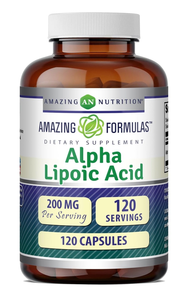 アメージングフォーミュラアルファリポ酸 | 200Mg アミノ酸サプリメント | カプセル | ノンGMO | グルテンフリー | アメリカ製(1パック | 120カウント)