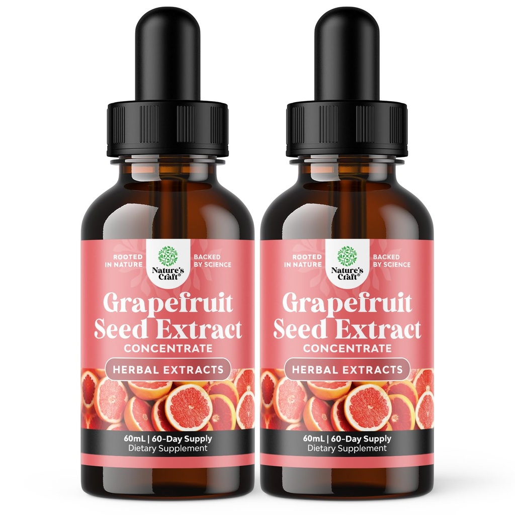GSE Grapefruit Seed Extract Liquid - One Drop Daily - Super Concentrated Grape Seed Extract Liquid Drops Rich in Bioflavonoids & Polyphenols for Gut Health & Immune Support - 2 Pack Bundle - 120 days