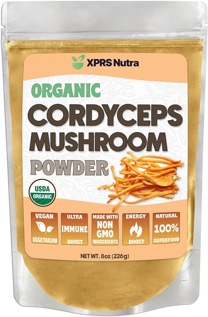 XPRS Nutraの有機コルディプスのきのこの粉-優れたコルディセプのきのこ-エネルギーおよび免疫サポートのための実質のきのこのコルディセプの粉の補足-完全菜食主義者のFriendlyのきのコルディセプ(8のoz)