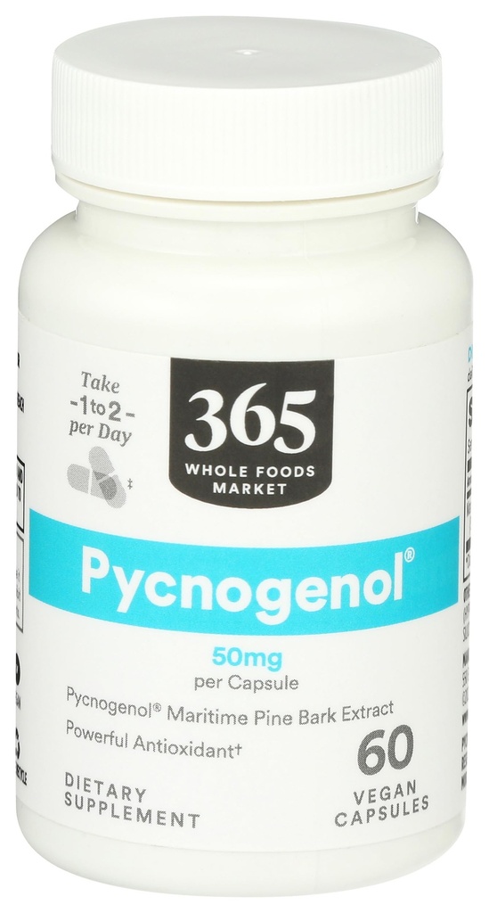 全食品市場、Pycnogenolの海事のパインの樹皮のエキス、50mgビーガン カプセル、60の計算による 365