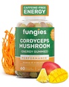 Fungies Cordycepsのきのこのグミー、マンゴー&パイナップルの味 - 大人のサポート持久力、エネルギー&パフォーマンスのためのマッシュルームハーブサプリメントガミー - カフェインフリーエネルギーグミー - 60のサービング