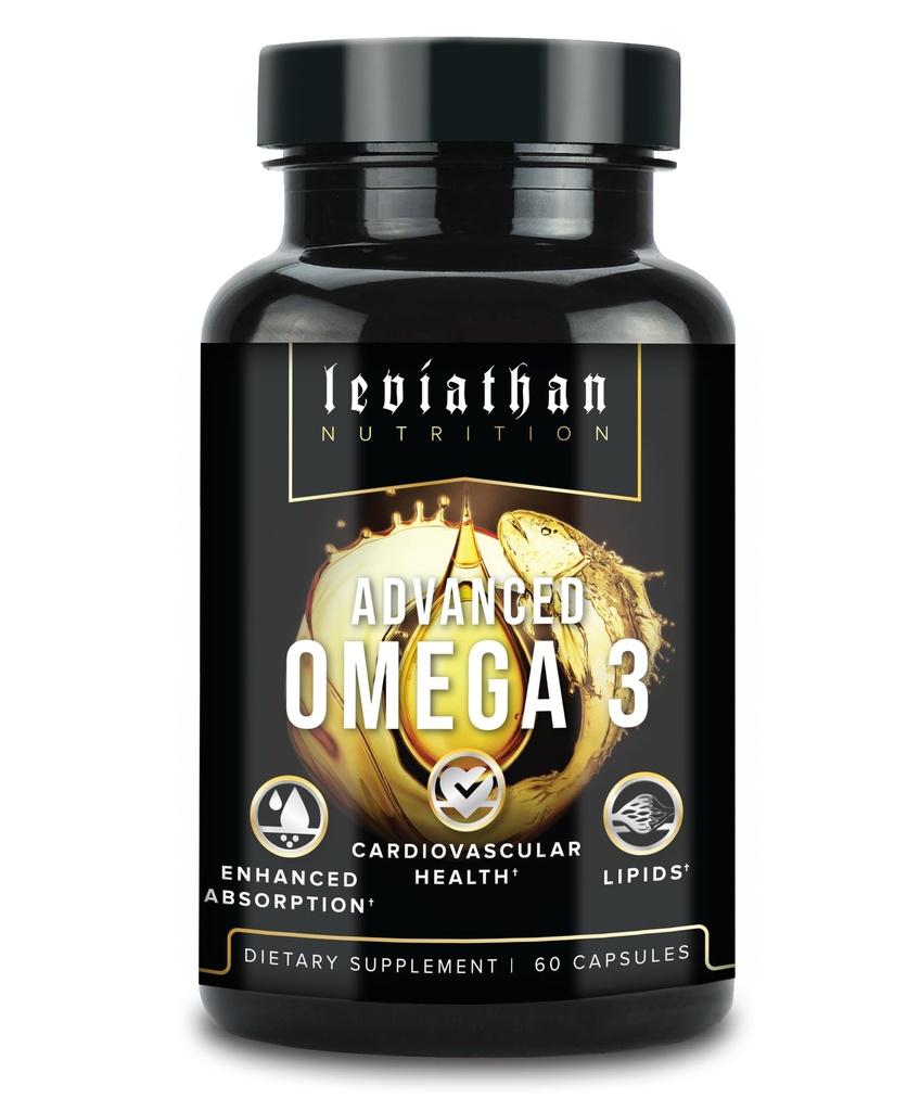 Leviathan Fish Oil Omega 3 カプセル | プレミアムノルヴェジアンオメガ3 ハート、脳、免疫サポート用魚油 | 優れた吸収トリプル強度魚油サプリメント - 無料のフォームEPA&DHA