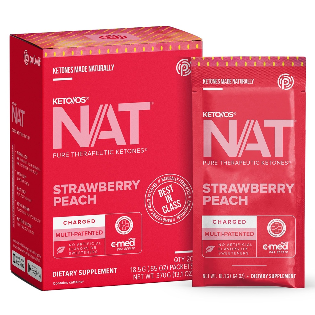 Pruvit - Keto//OS NAT - C-Med 100、L-Taurine、ビタミンB6&B12、ケトンサプリメント - 18.5g