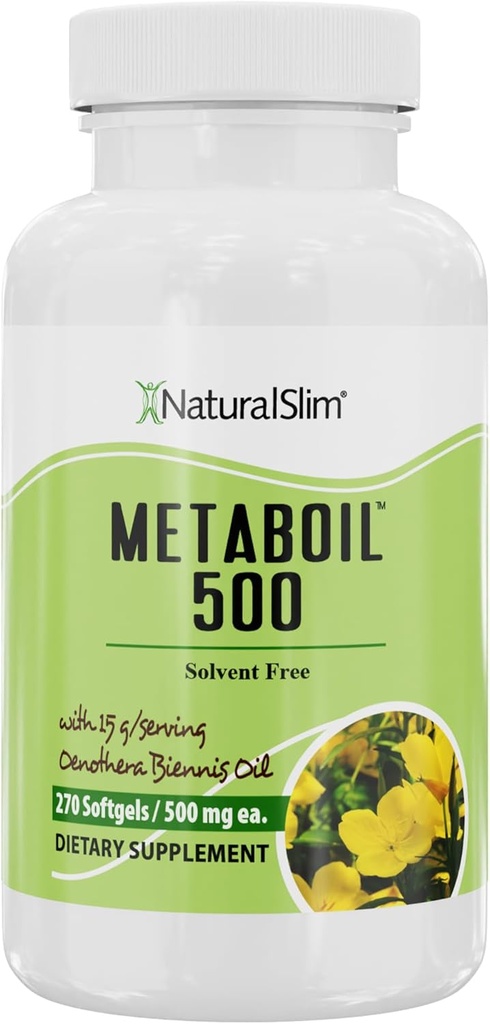 コールドプレスオイルから女性1500mgのためのNaturalSlim Evening Primroseオイル-Metaboil 500 GLAの女性の健康、Metabolism、中心及び皮の健康のための補足のGammaのLinolenicの酸- 270 Softgels