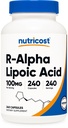 Nutricost Rアルファリポ酸100mg、240カプセル - Veggieキャップ、ビーガン、非GMO、グルテンフリー