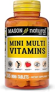 MASON NATURALの小型多ビタミン、ビタミンA、C、D3、E、B1、B2、B3、B6、B12の全体的な健康のための葉酸塩およびカルシウム、1年の供給