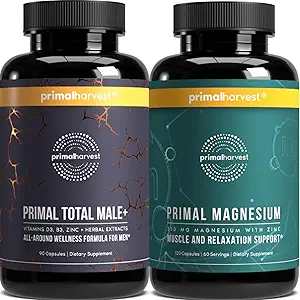 プライマル収穫合計男性+マグネシウムサプリメントは、Vitality&Recovery 2パックバンドルのターゲット栄養素で男性の健康を最適化