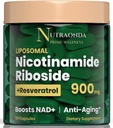 Liposomal Nicotinamide Riboside 900mg Resveratrol & Quercetin – NAD Supplement Plus for Anti Aging, Cellular Energy & Improve Health- 80 Capsules