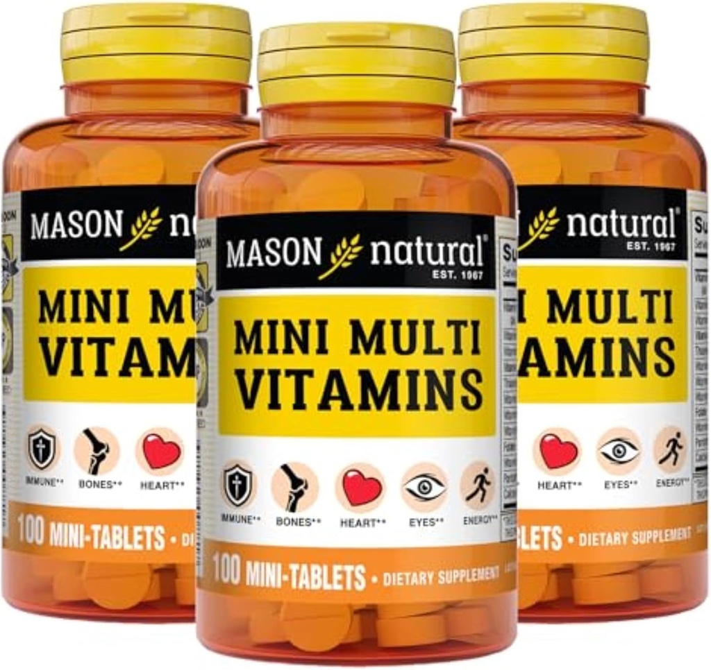 MASON NATURALの小型多ビタミン、ビタミンA、C、D3、E、B1、B2、B3、B6、B12の全体的な健康、300日の供給のための葉酸塩およびカルシウム