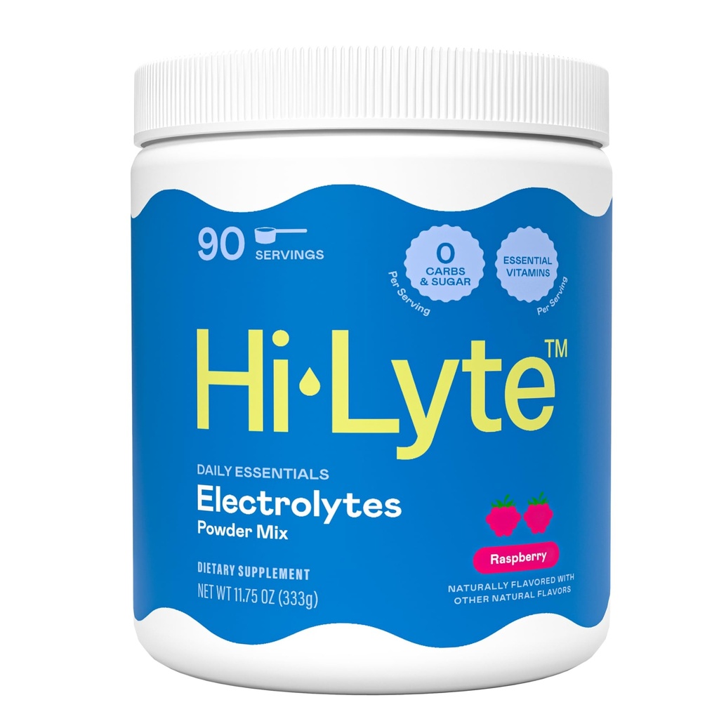 Hi-Lyte ラズベリー電解液パウダー、毎日の水分補給サプリメントドリンクミックス、90サービング | 砂糖フリー、0カロリー、0カラブ | マルトデキストリンなし グルテンフリー | ケトを応援 | ライトリフレッシュフレーバー