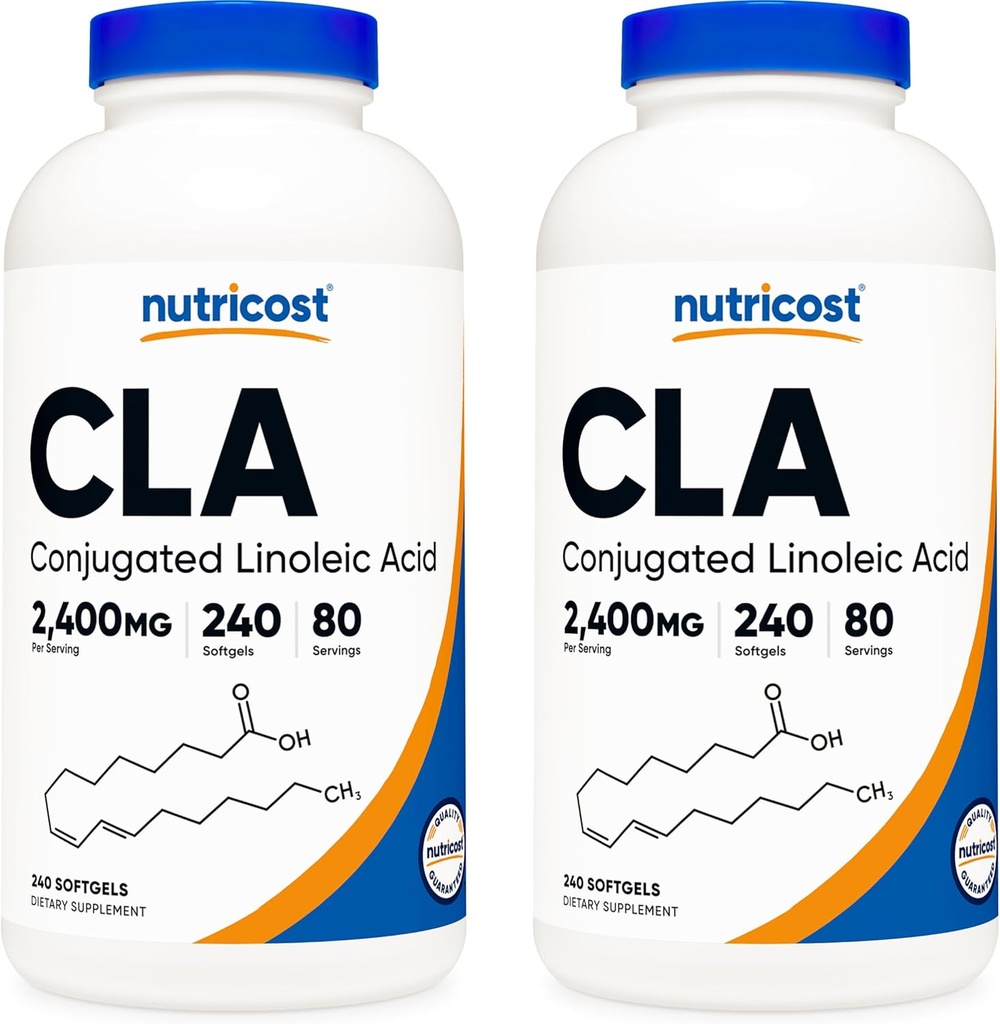 Nutricost CLA(Conjugated Linoleic acid) 2,400mg, 240 Softgels - Gluten Free, Non-GMO, 800mg/Softgel (2本入)