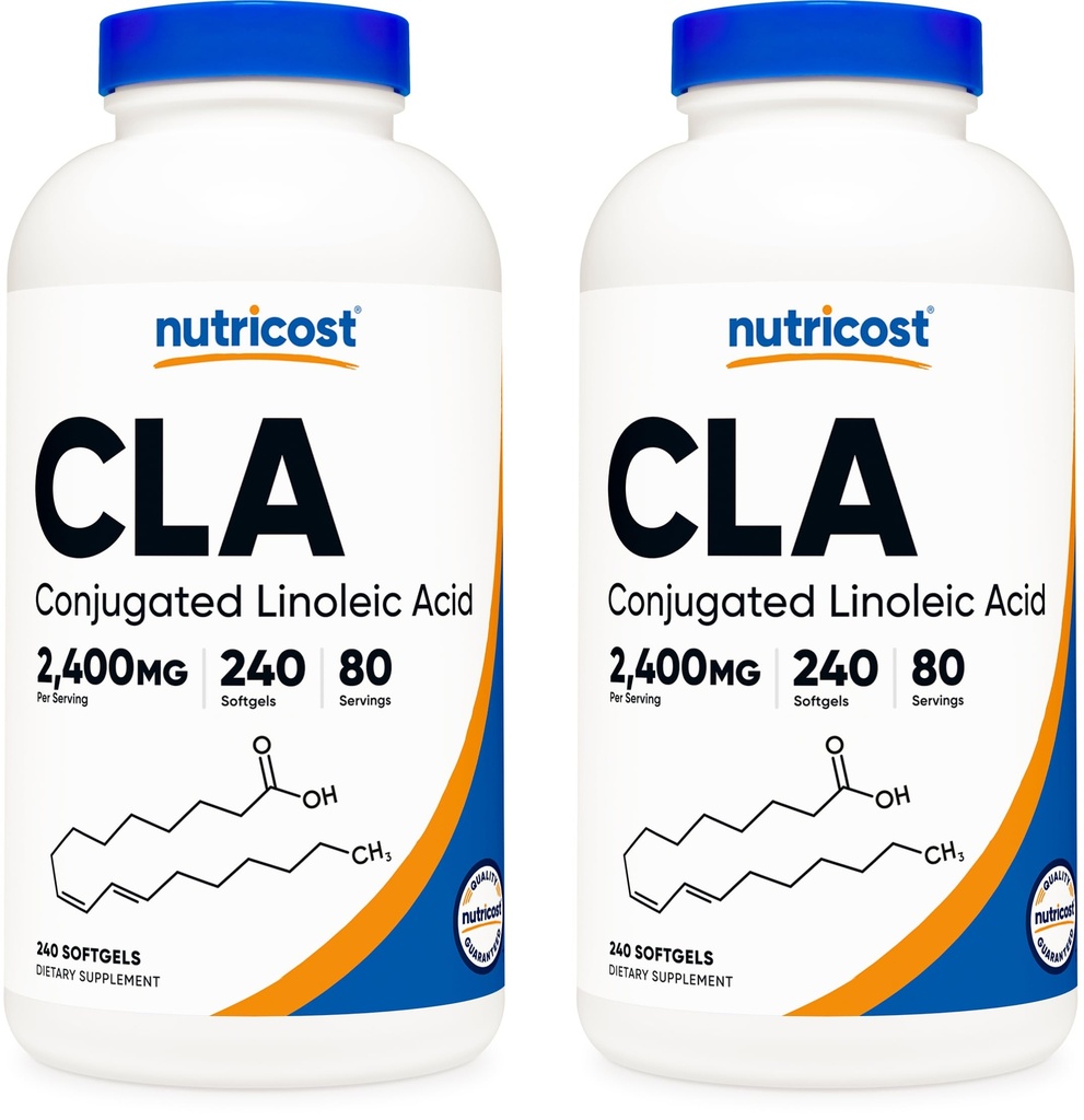Nutricost CLA(Conjugated Linoleic acid) 2,400mg, 240 Softgels - Gluten Free, Non-GMO, 800mg/Softgel (2本入)