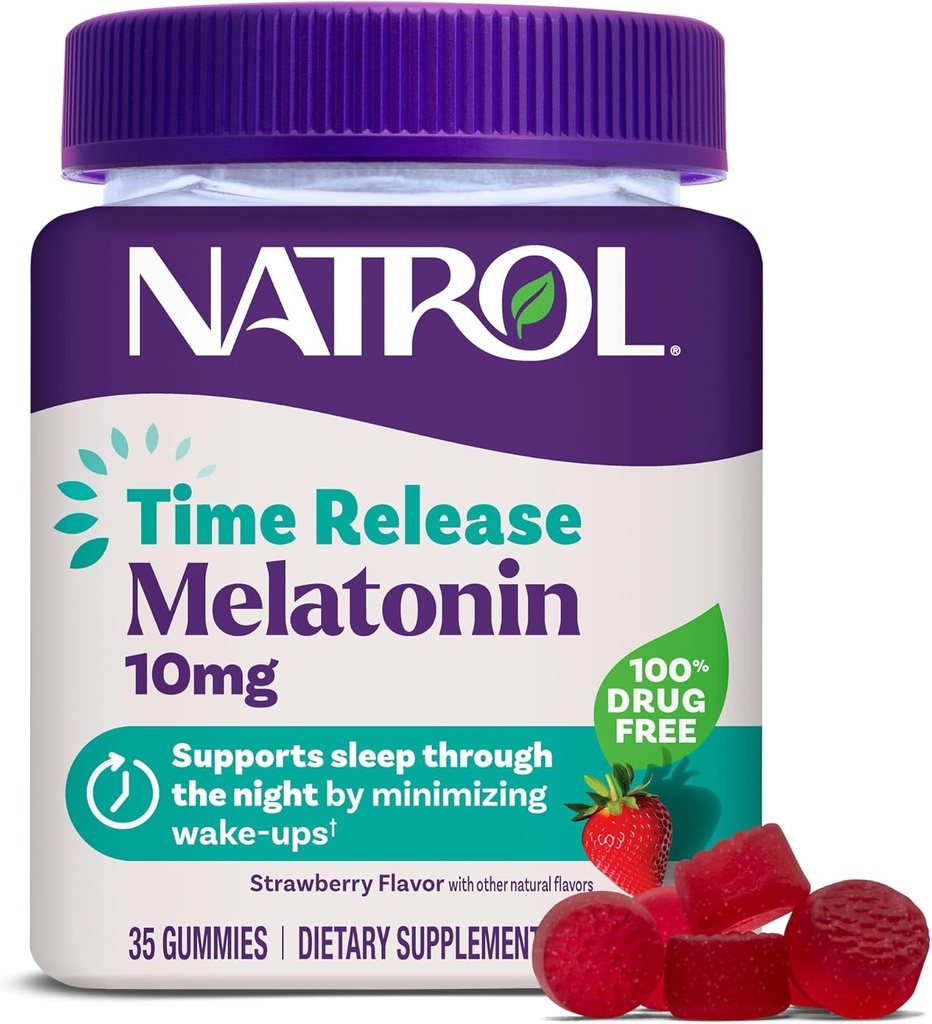 Natrol 10 mg メラトニン ガミー, 時間リリース大人のための眠りのガミー, モーニング アップを最小化, ストロベリー風味, 35 カウント, 35 日の供給