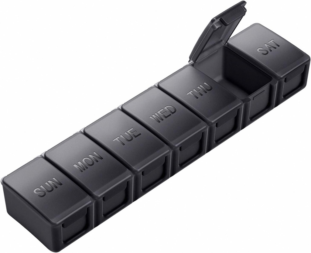 余分大きい丸薬のオルガナイザー週刊、KAPENSの毎日の丸薬箱の大容量のコンパートメント、薬のための7日の丸薬の容器はビタミンの魚油、黒を補います