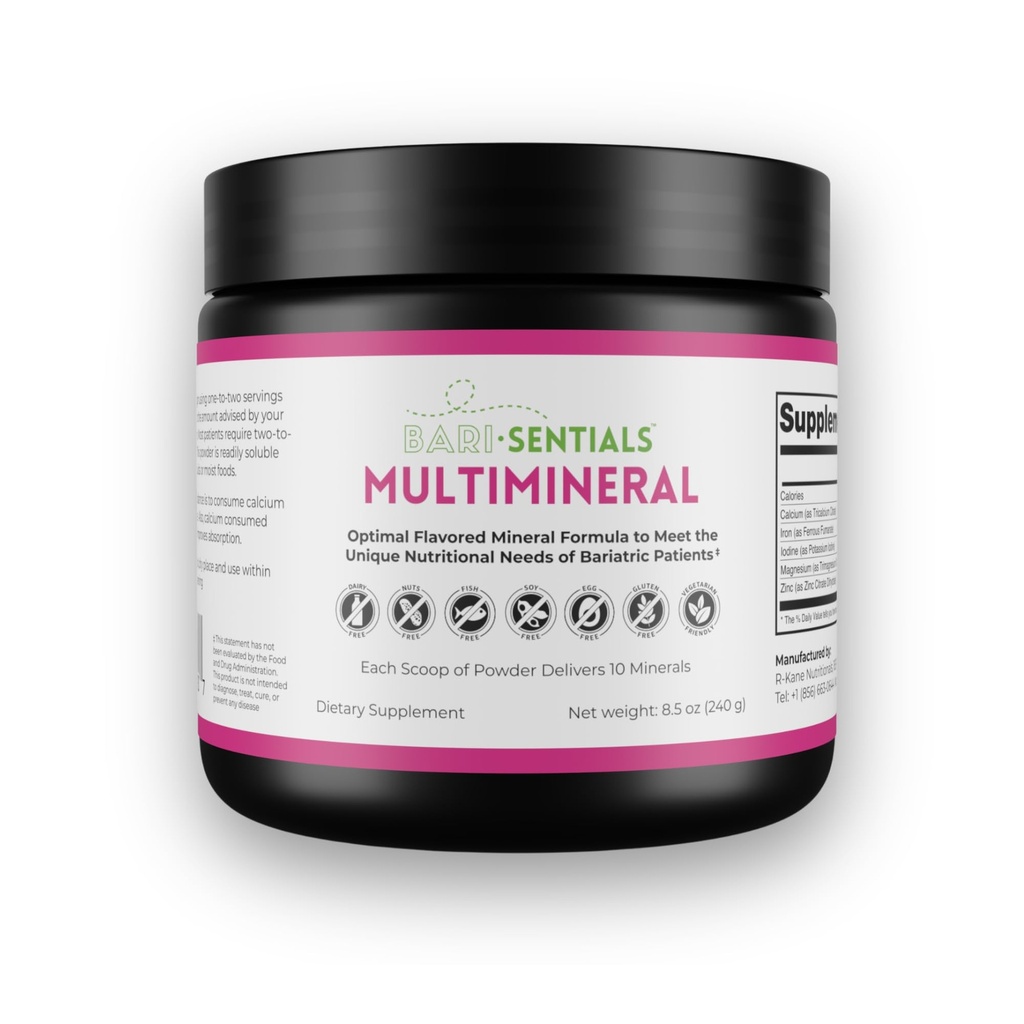 R-Kane Nutritionals Barisentials Bariatric Multimineral Supplement - ポスト-Bariatric Surgery Support - 簡単に分解するミネラルパウダー - イチゴLemonade風味ドリンク - 240g