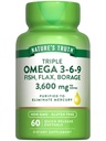 Nature's Truth Triple Omega 3-6-9 Softgels | 3600mg | 60カウント | フィッシュ、フラックス、ホウラージュオイル | 非GMO&グルテンフリーサプリメント