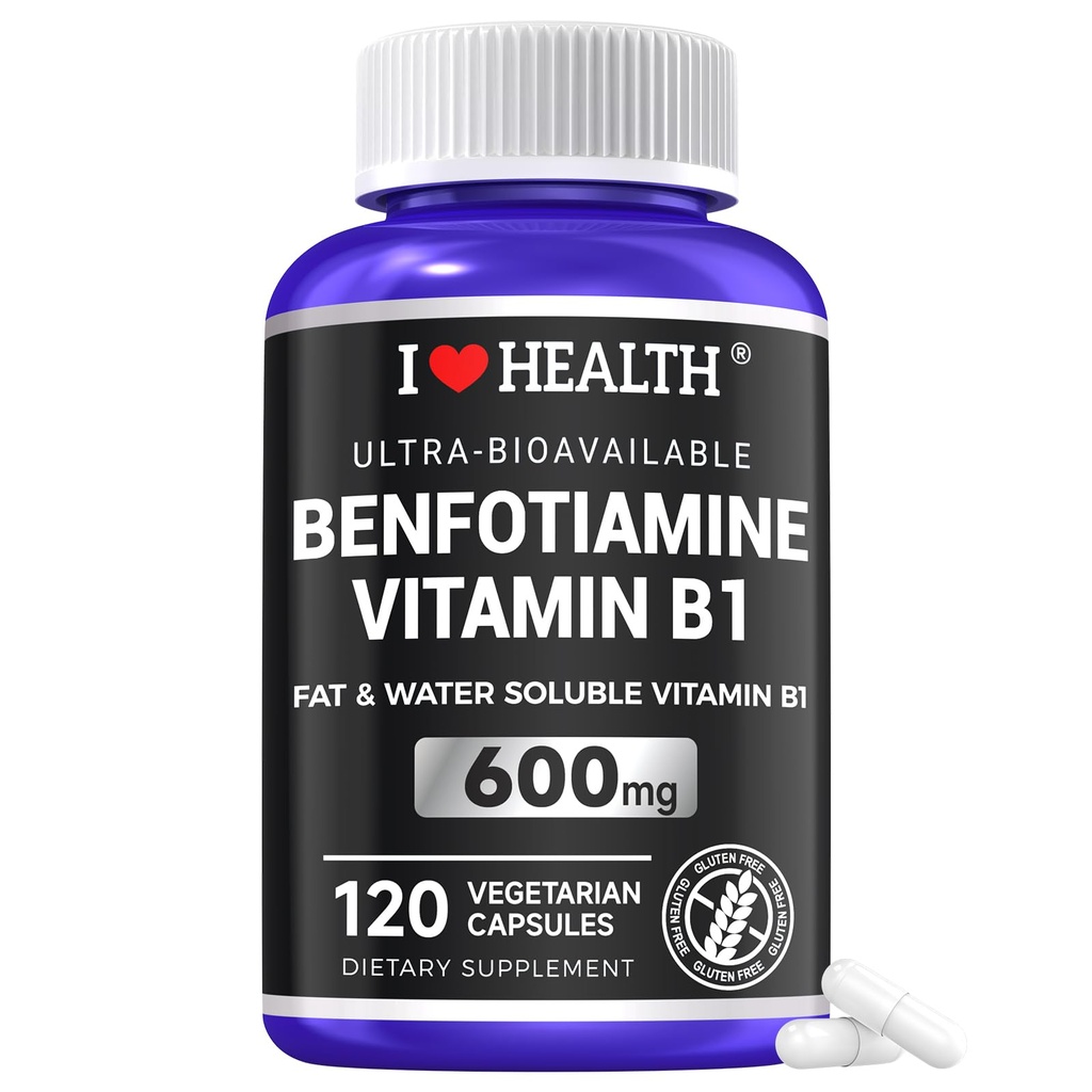 Benfotiamine 600mgプラス20mgビタミンB1 | 120ベジギーカプセル | アメリカ製 | 3rd Party Tested | 脂肪溶性エッセンシャルビタミンB1チアミンサプリメント | 非GMO | グルテンフリーベジタリアン対応