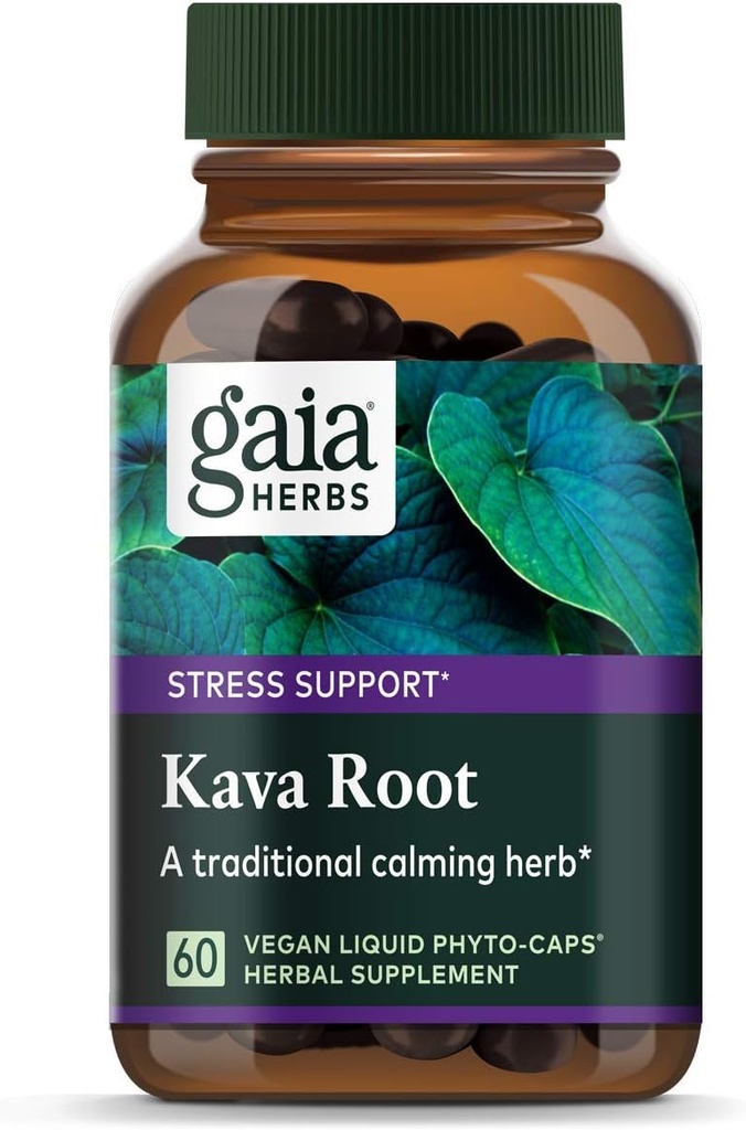 Gaia Herbs Kava Kava Root, Vegan Liquid Capsules, 60 Count - Supports Emotional Balance, Calm & Relaxation, Guaranteed Potency 75mg Active Kavalactones