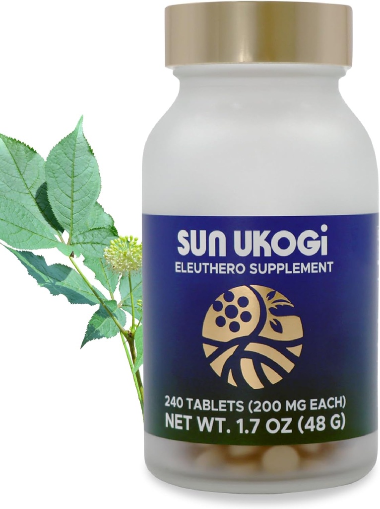 Sun Chlorella Sun Ukogi Eleuthero Root 200 mg Siberian Ginseng サプリメント - ナチュラル アダプトゲン ウェルビーイング & 女性&男性のための耐久性のサプリメント - 非GMO - 240 タブレット