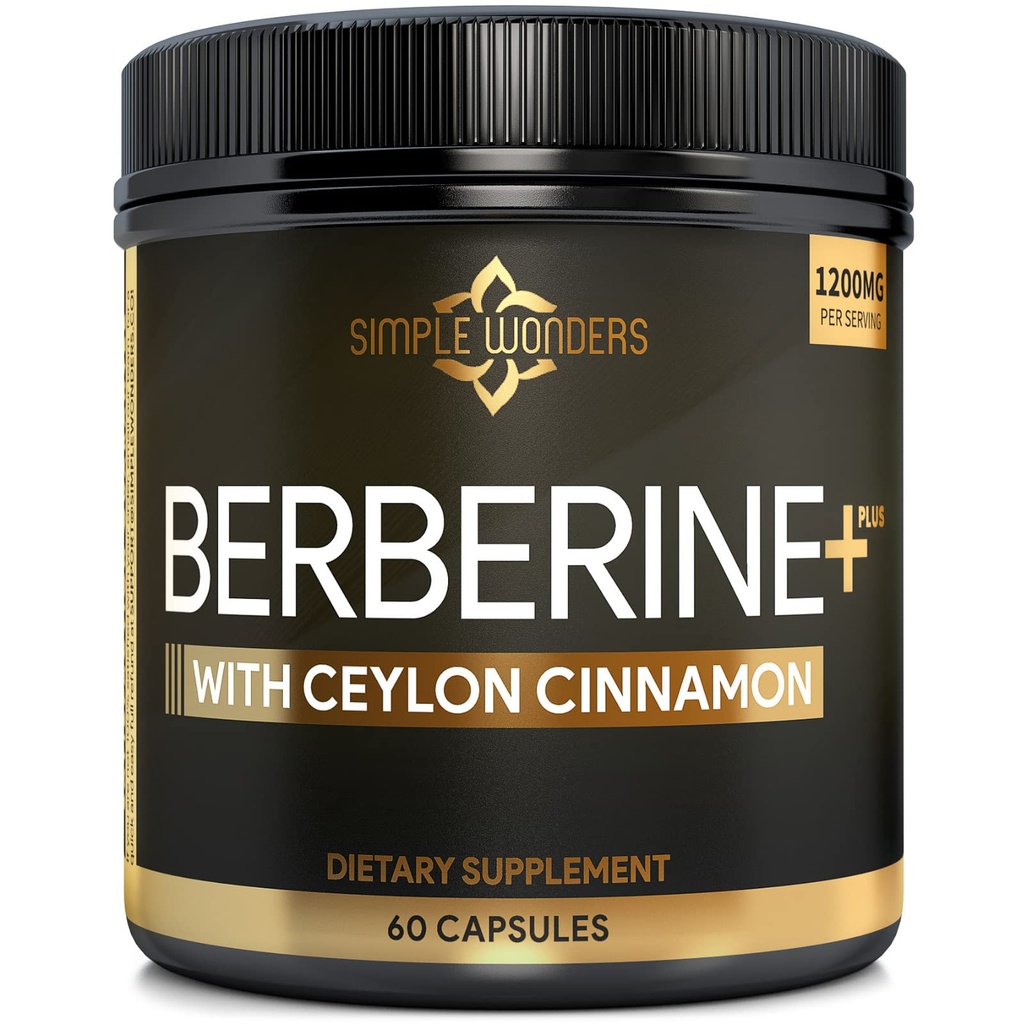 ベルベリン1200mg HCLプラスセイロンシナモンカプセル - メタボリック&免疫サポートベルベリンサプリメント、AMPKメタボリック活性化剤コンプレックス、心臓血管サポート - ベルベリンHCL 1200mgカプセル