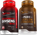 韓国の赤のPanaxのGinseng 1500mg - 男性及び女性のためのエネルギー、性能及び免疫サポートのための高い効力のGinseng -高められた井戸のための純粋なCeylonシナモンのカプセル - サービングごとの1500mg