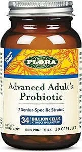 Flora - Advanced Adult's Blend Probiotic, Seven Senior-Specific Strains, Gluten Free, Raw Probiotic with 34 Billion Cells, 30 Capsules