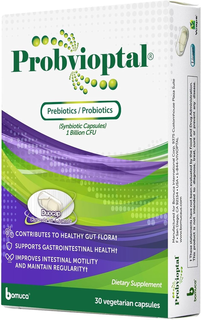 Probvioptal、30カプセル、プロバイオティクス&プレバイオティクス、Duocap、1 Billion CFU、グルテンフリー