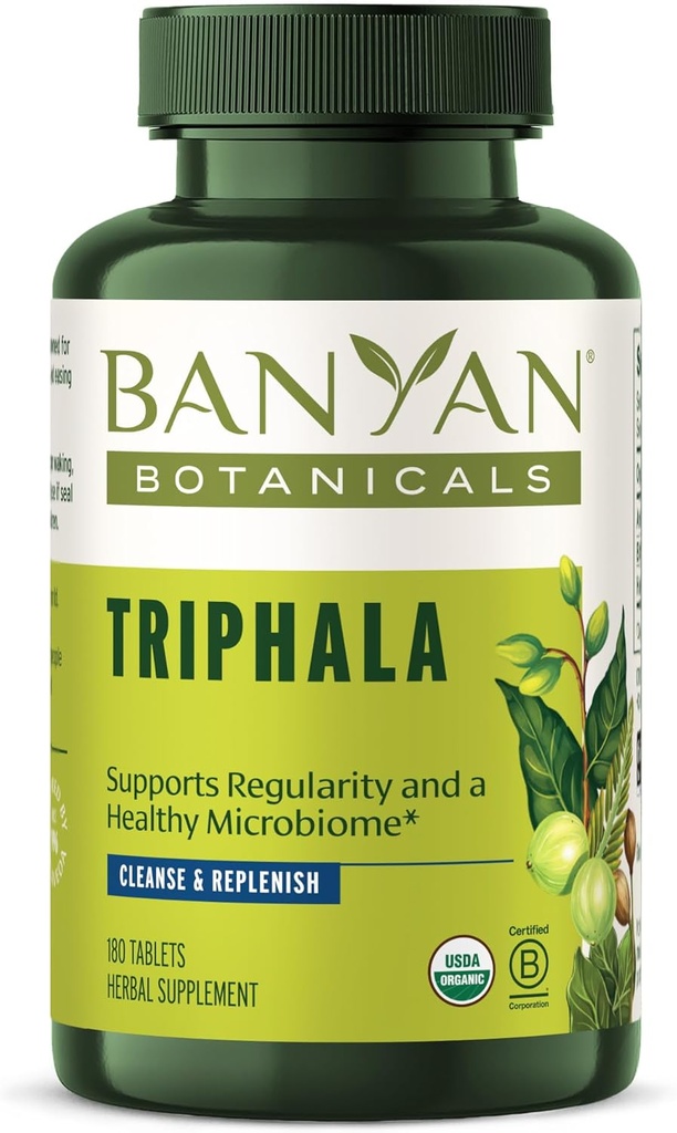 Banyan Botanicals Triphalaタブレット - Amla、ハリタキ&ビヒタキの有機性 Triphala - 消化のために、エリミネーション&ヘルシーガットマイクロバイオム* - 180錠 - 非GMO持続的に供給ビーガン