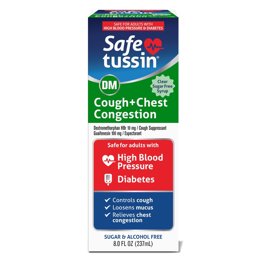 Safetussin DM の咳及び箱の混雑、8 の oz の Expectorant Mucus の救助、咳の救助のシロップ、高い血圧及び糖尿病の大人のための安全