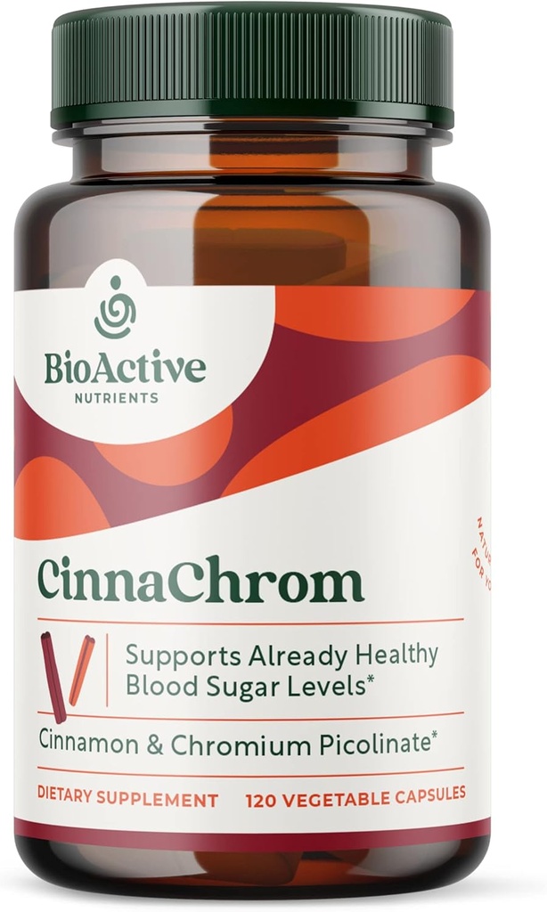 BioActive Nutrients CinnaChromの栄養補助食品 - クロムピコリネート、シナモンカプセル - 全体的な健康のための天然成分 - 野菜サプリメント、グルテンフリー、120カプセル