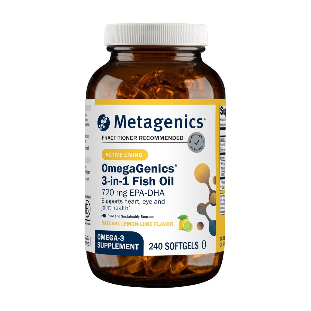 メタジェニックスオメガジェニックスフィッシュオイルEPA-DHA 720mg - Omega-3フィッシュオイルサプリメント - 高効力 - 心の健康、筋骨格の健康と免疫システムの健康* - DHA&EPA - 240 Softgels