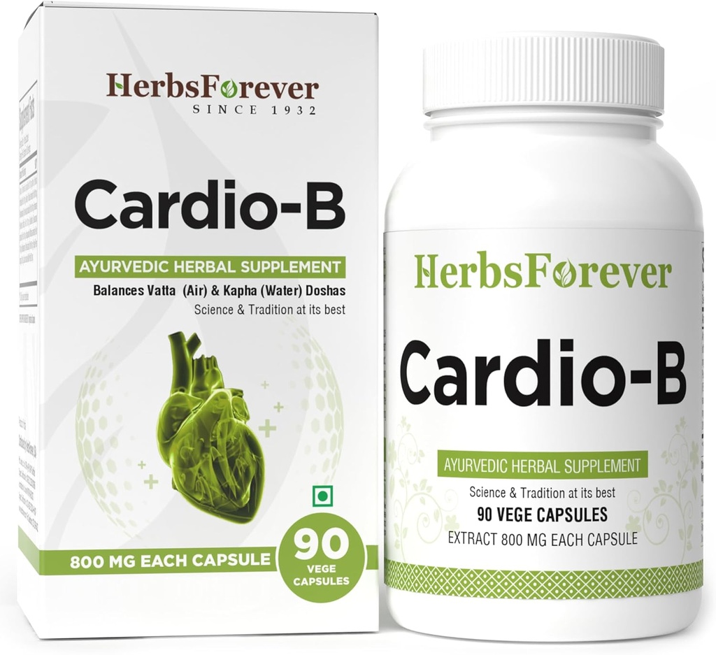 Herbsforever Cardio-B Ayurvedic Herbal Supplement 90 Vege Capsules 800 Mg Each