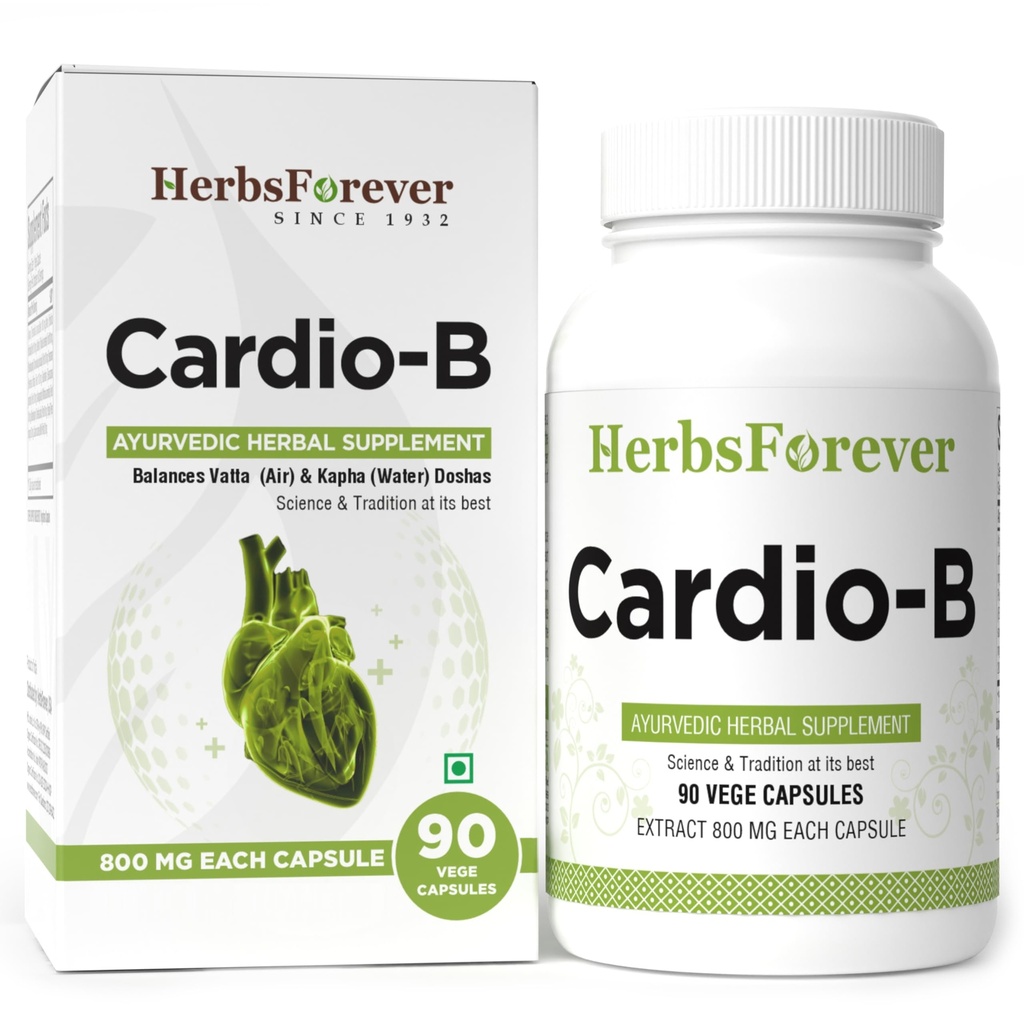 Herbsforever Cardio-Bのアーユルヴェーダの草の補足90のベジーのカプセル800のMgそれぞれ