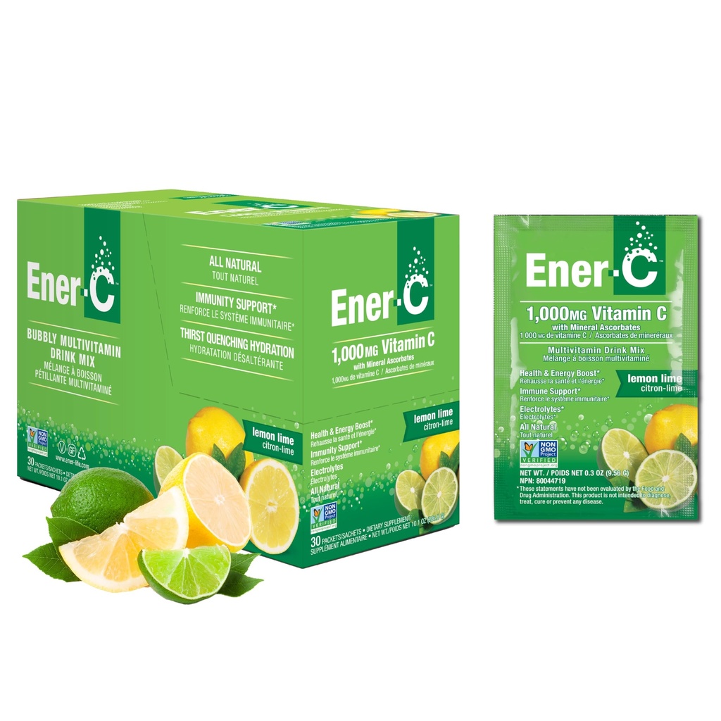 Ener-Cマルチビタミンドリンクミックス - ビタミンパック、ビタミンパック、ビタミンドリンクミックス、水分補給液ミックス、成人用免疫ブースター、健康なエネルギー - レモンライム、30カウント