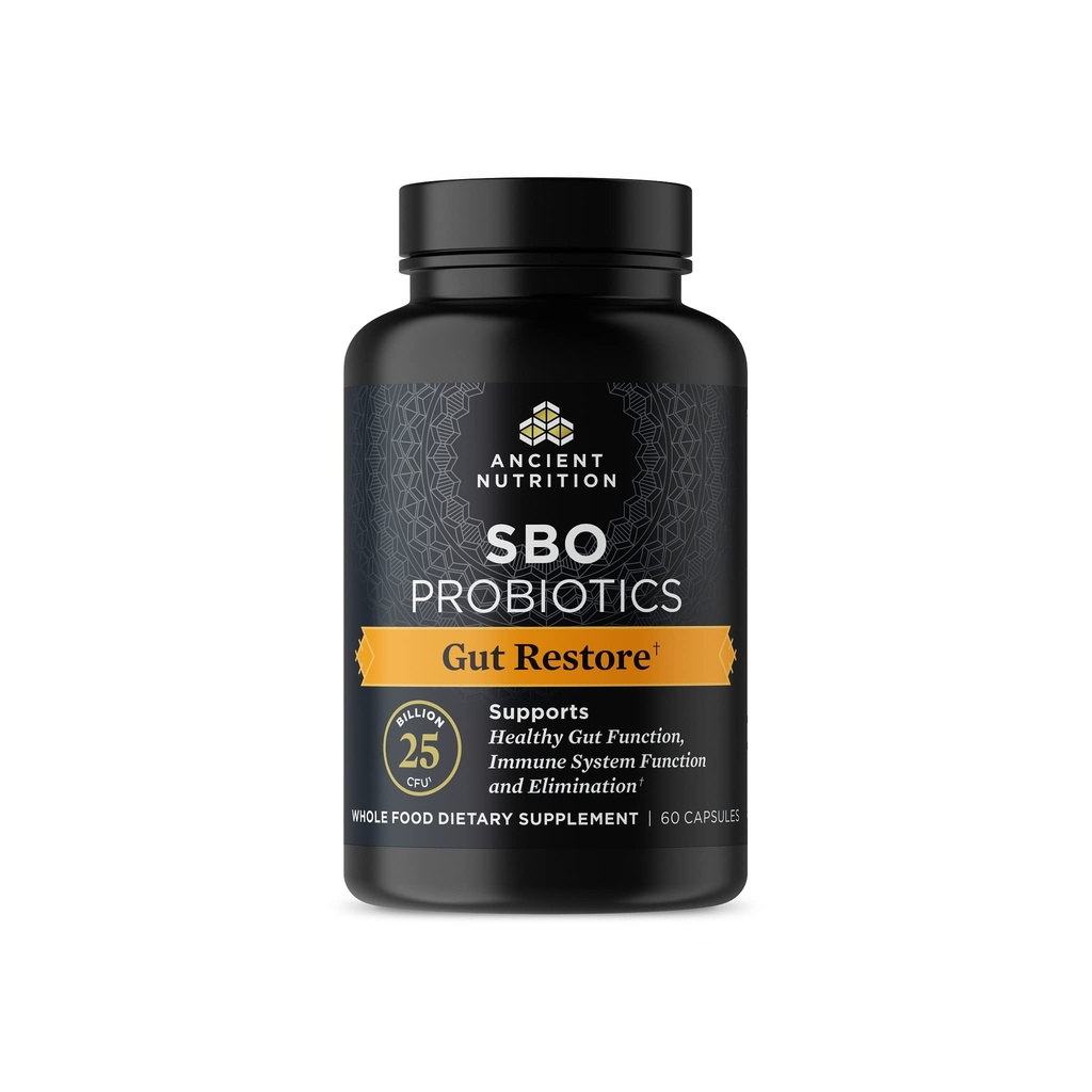 古代栄養プロバイオティクス、SBO Probiotics Gut Restore 60 Ct、Gut Health、Digestive、Immune Support、Gluten Free、古代スーパーフードブレンド、25 Billion CFUs * サービングあたり