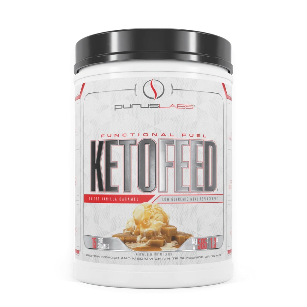 Purus Labs KetoFeed Protein | Keto Low Glycemic Protein 食事の交換 | 低炭水化物・0 砂糖 | MCT追加 | 20g 乳白色たんぱく質(サルテッドバニラキャラメル)