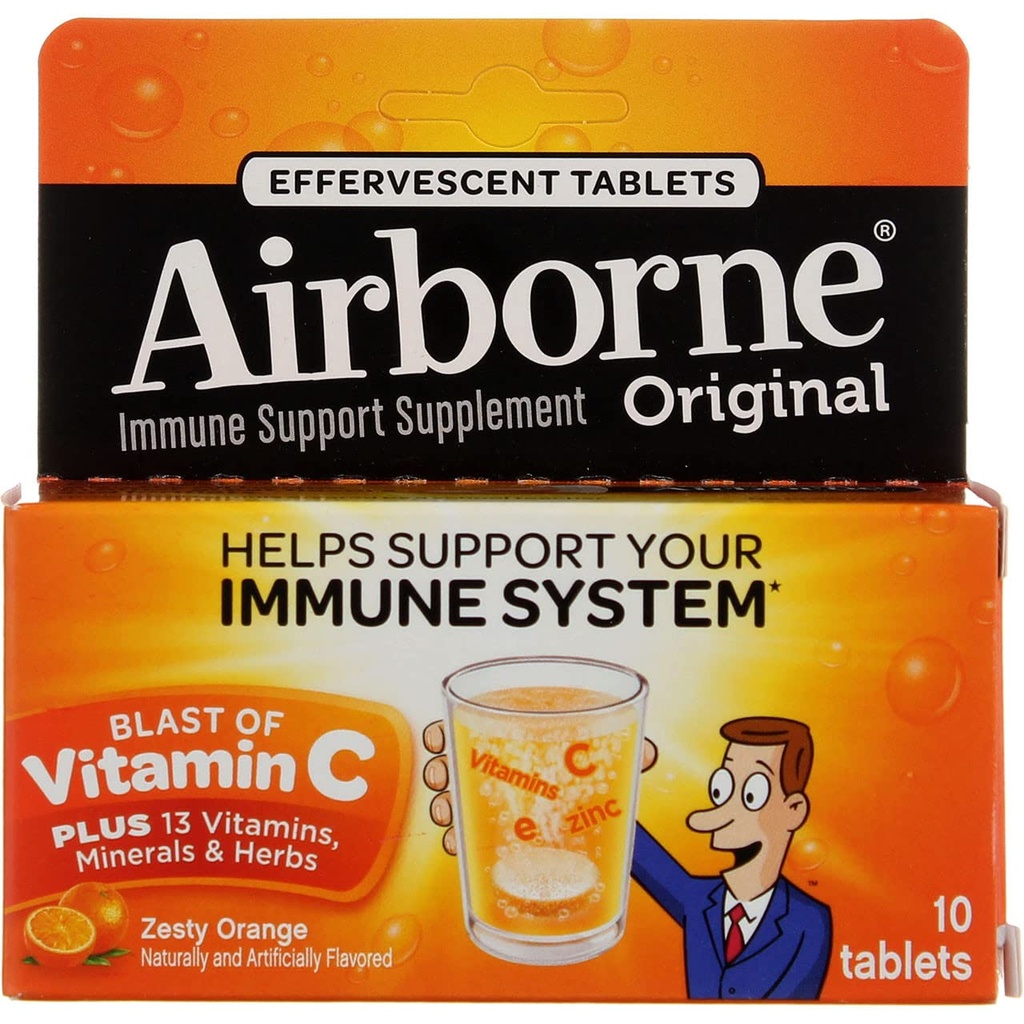 ビタミンD及び亜鉛、砂糖が付いているAirborne 1000mgのビタミンCはMultivitaminの免疫学サポート補足、AntioxidantsのビタミンA C及びビタミンE、10のEffervescentのタブレット、ゼスタイのオレンジ味を放します