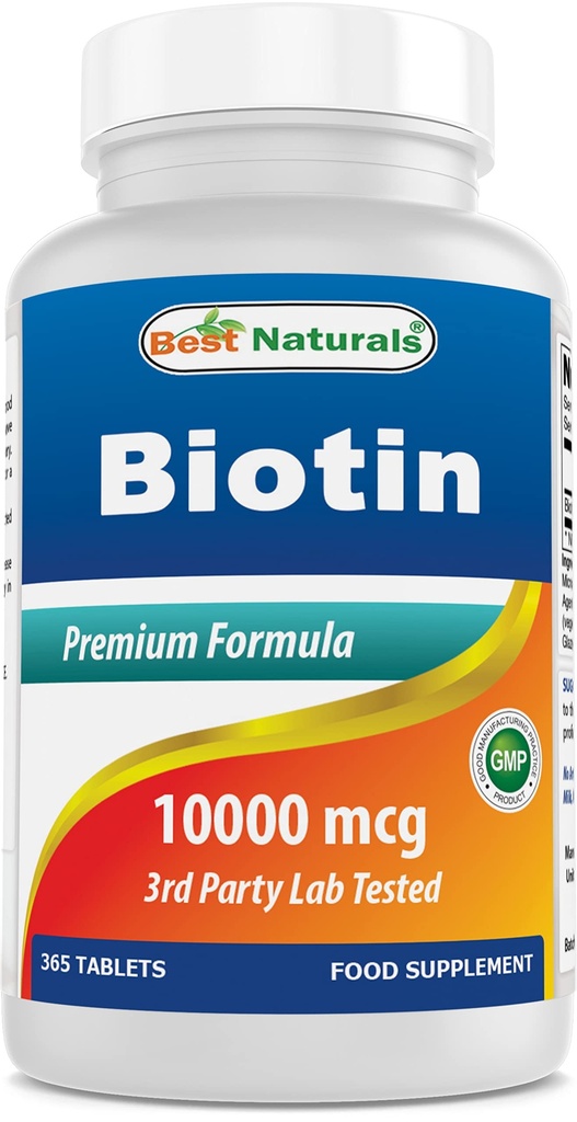 ベストナチュラルバイオチン(ビタミンB7)、10,000mcg 365錠(1パック)