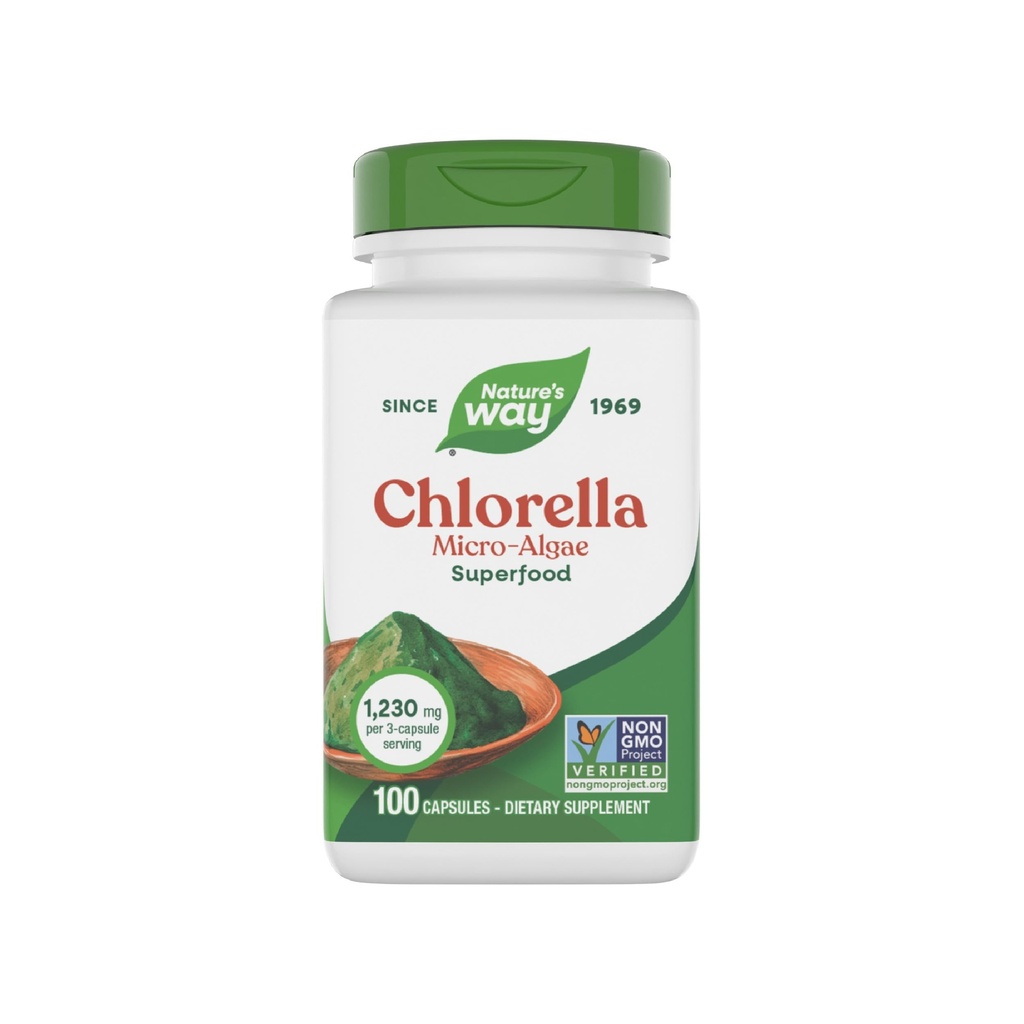 Nature's Way Chlorella Micro-Algae, スーパーフード, 酸化防止パスウェイをサポート*, 1,230 3カプセルサービングあたりmg, ビーガン, 非GMOプロジェクト検証, 100カプセル (パッケージ 5 月 Vary)