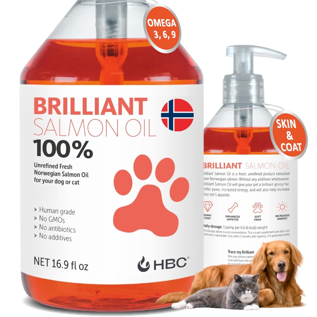 犬のためのサーモンオイル - ヘルシースキン&コート、ペット、オメガ3 EPA DHA、シーディング、アレルギー、かゆみ、乾燥肌、関節&骨の健康に最適 - 16.9 Oz