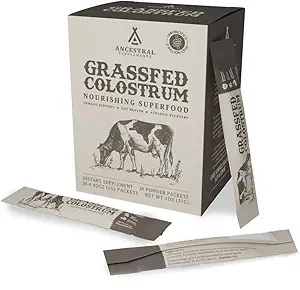 Ancestralは草の餌の牛牛牛牛牛牛牛牛のコロストラムの粉の小箱、免疫サポート補足、ガット、皮及び毛の健康サポート補足を補います、成長を促進し、修理、非GMO、30の棒、Unflavored