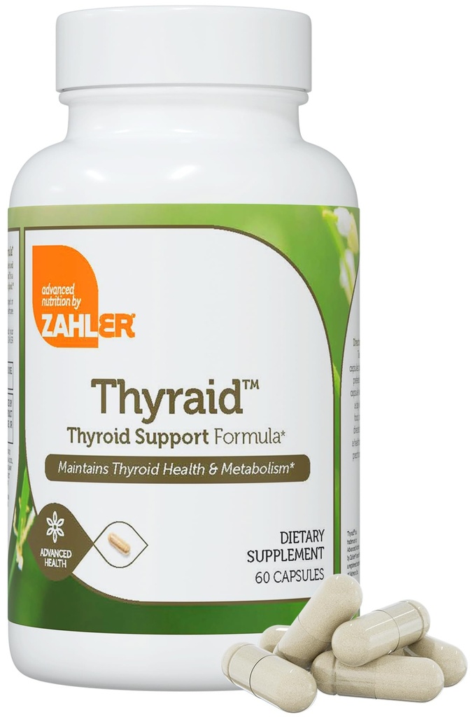 Zahler Thyraid - Iodine、亜鉛、L-Tyrosine、Ashwagandha、Forskholii - 女性と男性のための純粋な甲状腺サポート - Kosher Gluten無料非GMO甲状腺サプリメント(60カプセル)