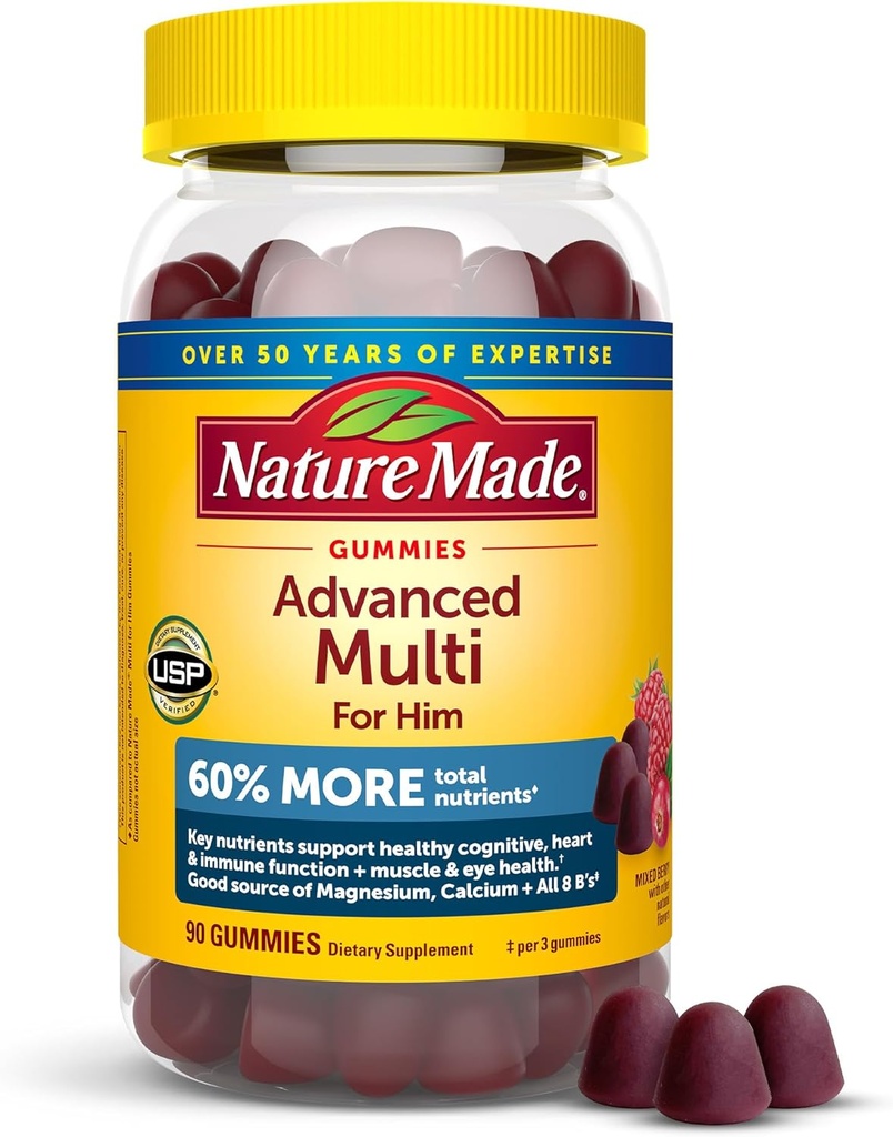 自然はマグネシウムのクエン酸塩、カルシウム及びすべて8のBのビタミン、人のためのMultivitamin、90のグミー、30日の供給とヒムのための高度のMultivitaminのグミーをなしました