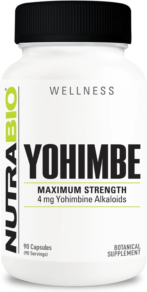 NutraBio Yohimbe (4mg) - 男性と女性のためのYohimbeサプリメント - Yohimbe樹皮エキス - 4mg - 90野菜カプセル